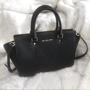 Michael Kors Black Leather Selma Medium Bag